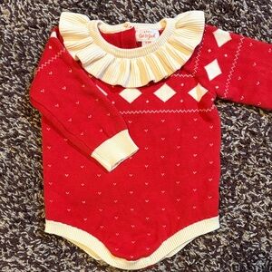 Cat & Jack Red and Cream Bodysuit